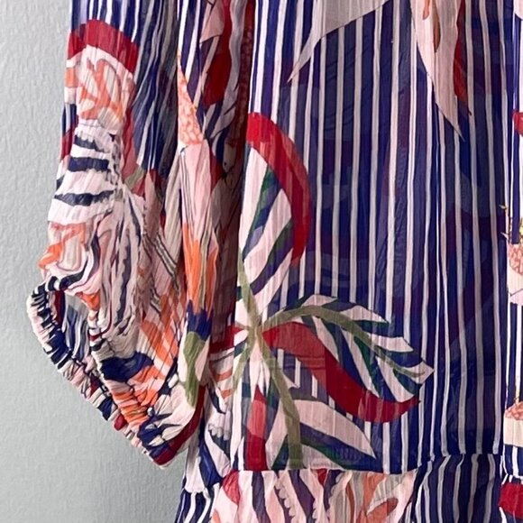 Soft Surroundings Tory Tunic Womens Sz XS Floral Stripes Sheer Boho Embroidered - Picture 7 of 11